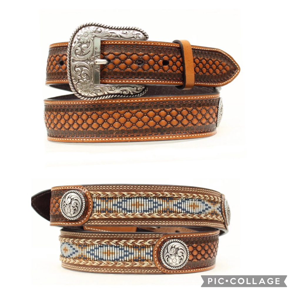 Ariat  Men's Basket Weave Conch Learher Belt, Style #A1013248.
